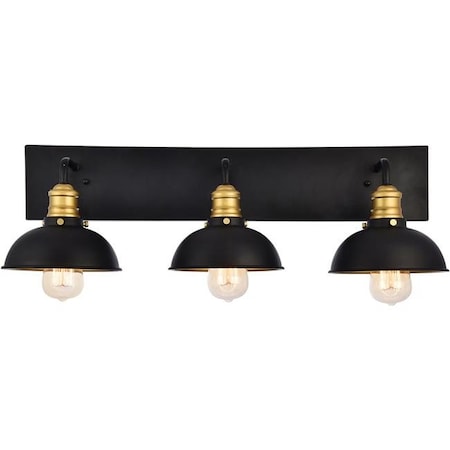 Elegant Lighting LD8004W27BK 8.3 X 27 In. Anders 3 Light Black & Brass Wall Sconce